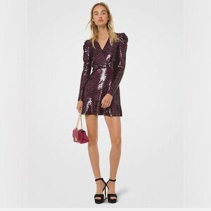 Michael Kors - Pink/Black Zebra Sequin Cocktail Dress